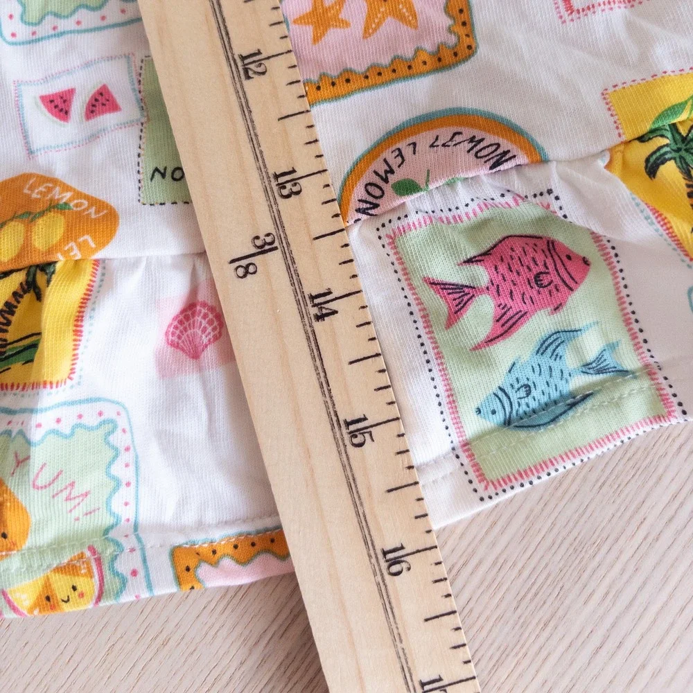H&M Dress White Summer Fruit Tropical Stamp Print Baby 12 Months